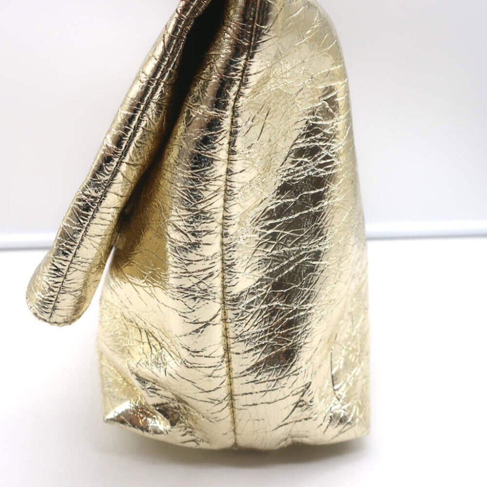 Zimmermann Fold Over Large Clutch Gold Metallic Leather NEW - Picture 3 of 11